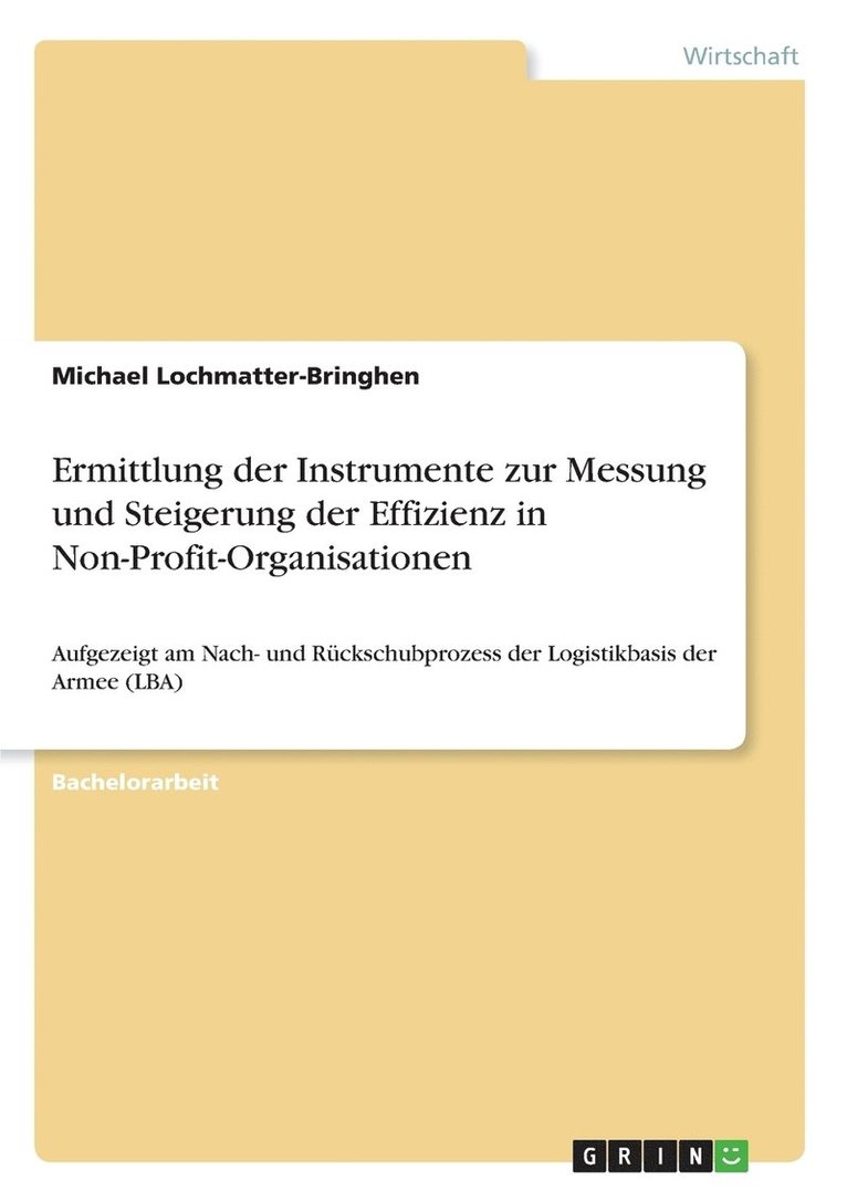 Ermittlung der Instrumente zur Messung und Steigerung der Effizienz in Non-Profit-Organisationen 1