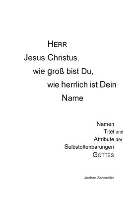 Jochen Schneider - Herr Jesus Christus, wie groß bist du, wie herrlich ist Dein Name, Häftad