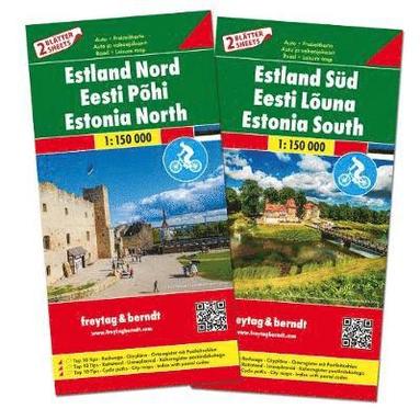 bokomslag Estonia Road Map, 2 Sheets with Biking Routes 1:150 000