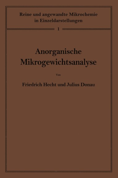 bokomslag Anorganische Mikrogewichtsanalyse