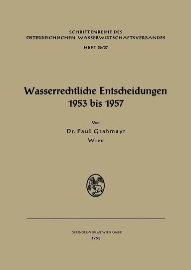 bokomslag Wasserrechtliche Entscheidungen 1953 bis 1957