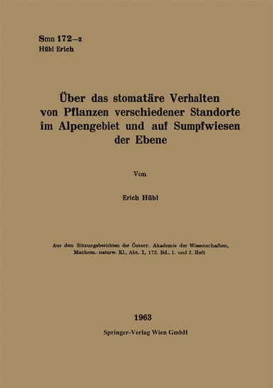 bokomslag Über das stomatäre Verhalten von Pflanzen verschiedener Standorte im Alpengebiet und auf Sumpfwiesen der Ebene