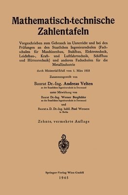 Andreas Velten - Mathematisch-technische Zahlentafeln, Häftad
