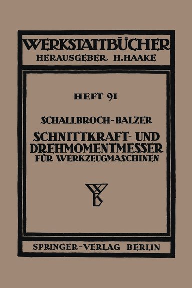 bokomslag Schnittkraft-und Drehmomentmesser fr Werkzeugmaschinen