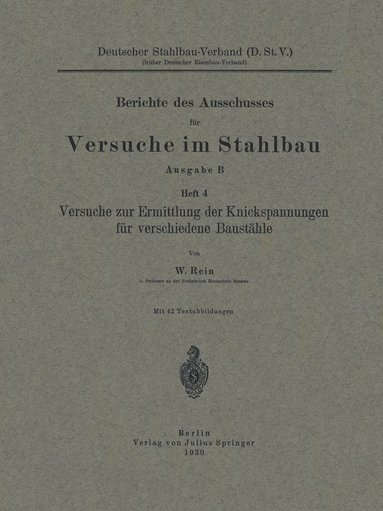 bokomslag Versuche zur Ermittlung der Knickspannungen für verschiedene Baustähle