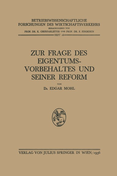 bokomslag Zur Frage des Eigentumsvorbehaltes und Seiner Reform