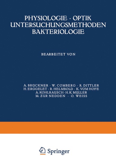 bokomslag Physiologie · Optik Untersuchungsmethoden Bakteriologie