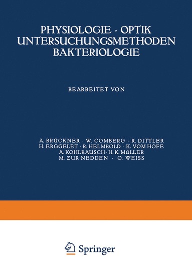 bokomslag Physiologie  Optik Untersuchungsmethoden Bakteriologie