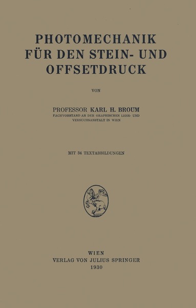 bokomslag Photomechanik für den Stein- und Offsetdruck