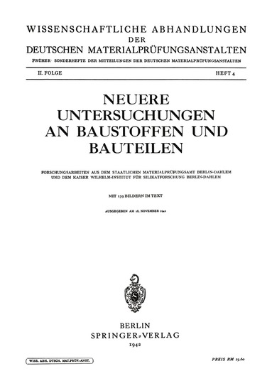 bokomslag Neuere Untersuchungen an Baustoffen und Bauteilen