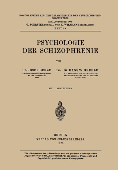 bokomslag Psychologie der Schizophrenie