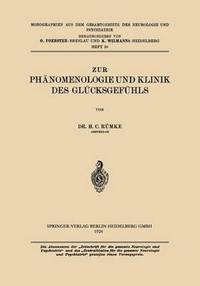 bokomslag Zur Phnomenologie und Klinik des Glcksgefhls