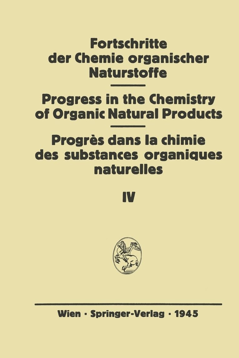 Fortschritte der Chemie Organischer Naturstoffe 1