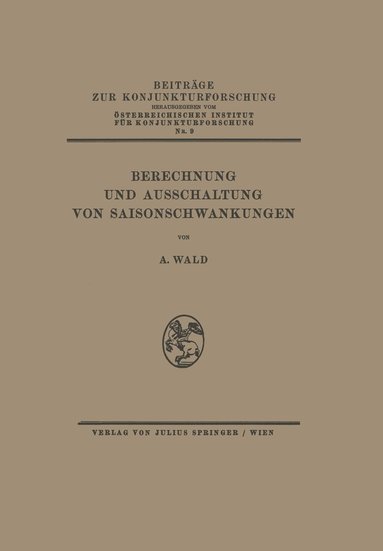 bokomslag Berechnung und Ausschaltung von Saisonschwankungen