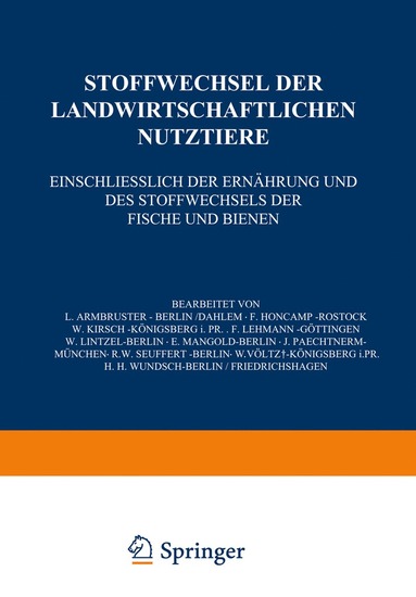 bokomslag Stoffwechsel der Landwirtschaftlichen Nutztiere