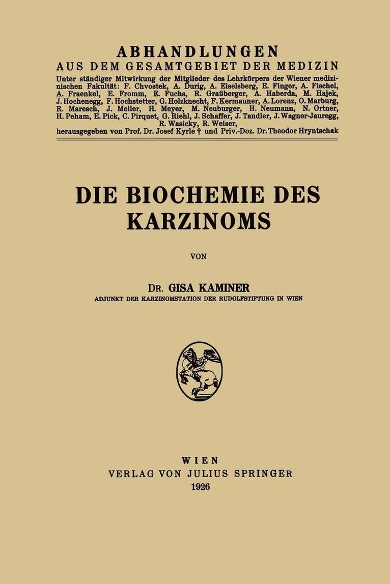Die Biochemie des Karzinoms 1