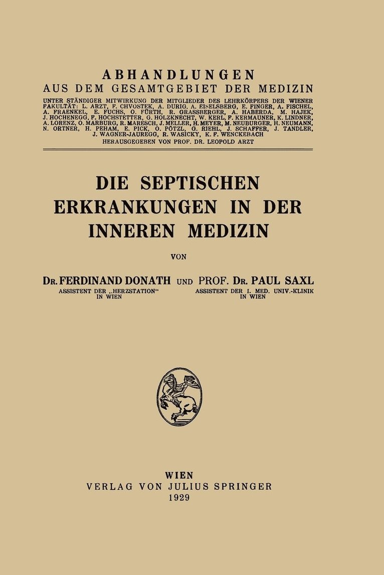 Die Septischen Erkrankungen in der Inneren Medizin 1