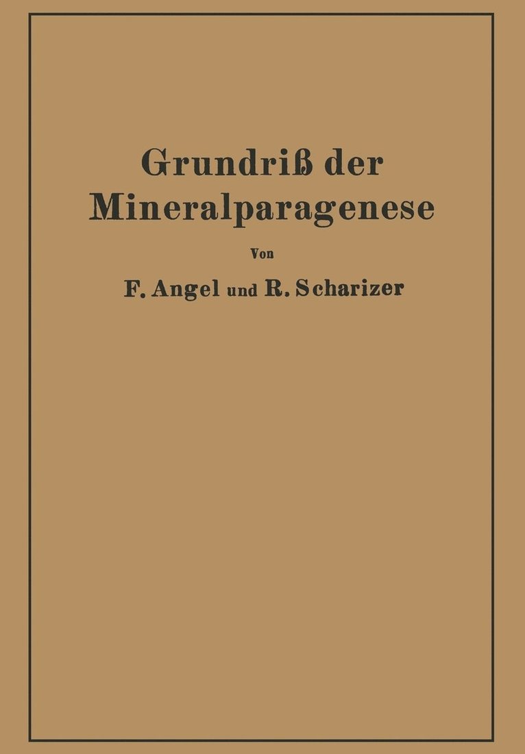 Grundriß der Mineralparagenese 1