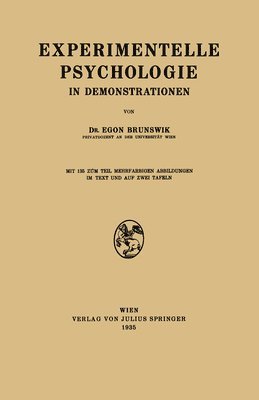 bokomslag Experimentelle Psychologie in Demonstrationen