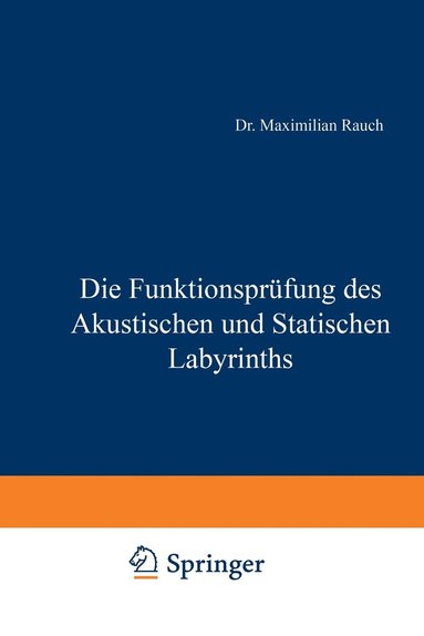 bokomslag Die Funktionsprfung des Akustischen und Statischen Labyrinths