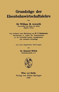 bokomslag Grundzge der Eisenbahnwirtschaftslehre