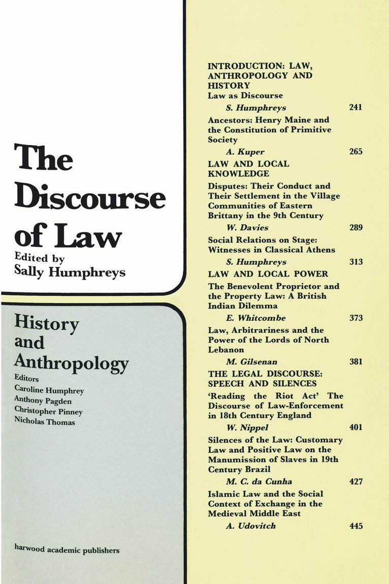 S. C. Humphreys - Discourse Of Law, Häftad