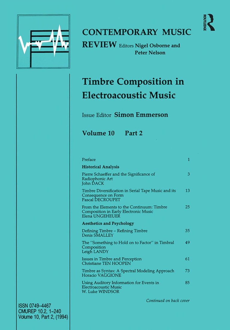Timbre Composition in Electroacoustic Music
