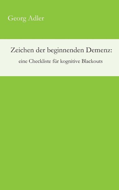 bokomslag Zeichen der beginnenden Demenz