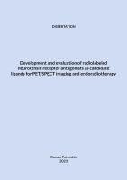 bokomslag Development and evaluation of radiolabeled neurotensin receptor antagonists as candidate ligands for PET/SPECT imaging and endoradiotherapy