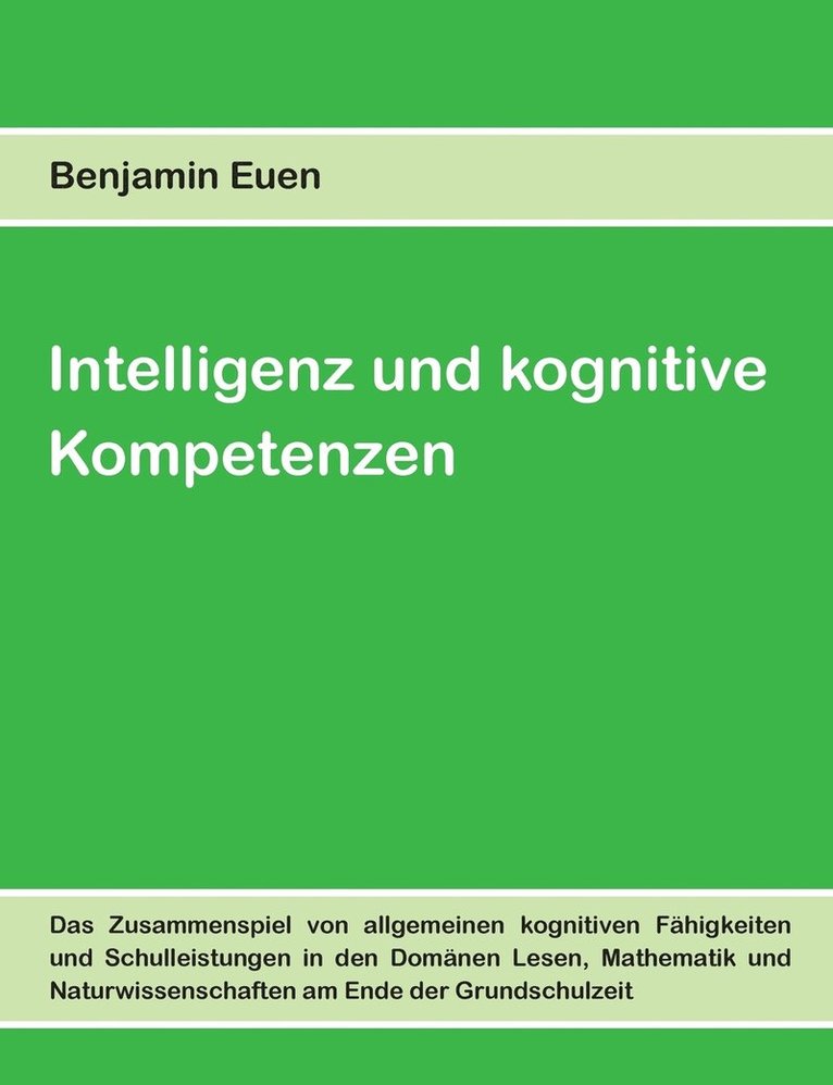 Benjamin Euen - Intelligenz und kognitive Kompetenzen, Häftad