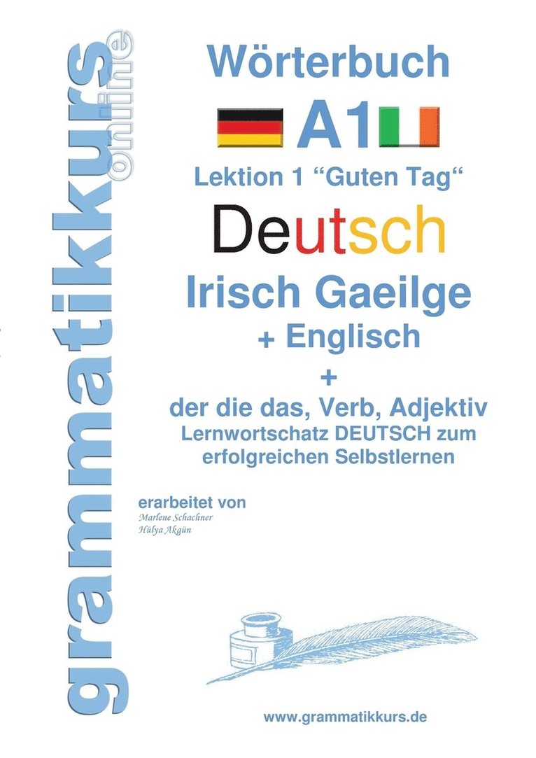 Wörterbuch Deutsch - Irisch Gaeilge - Englisch Niveau A1