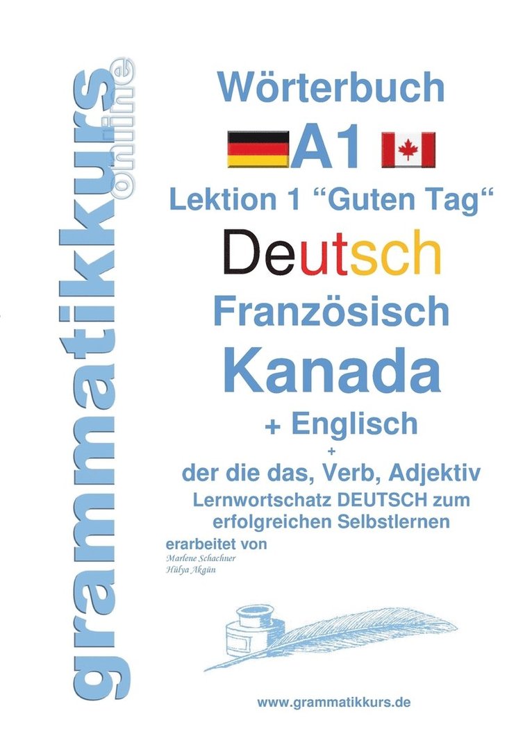 Wörterbuch Deutsch - Französisch Kanada - Englisch Niveau A1