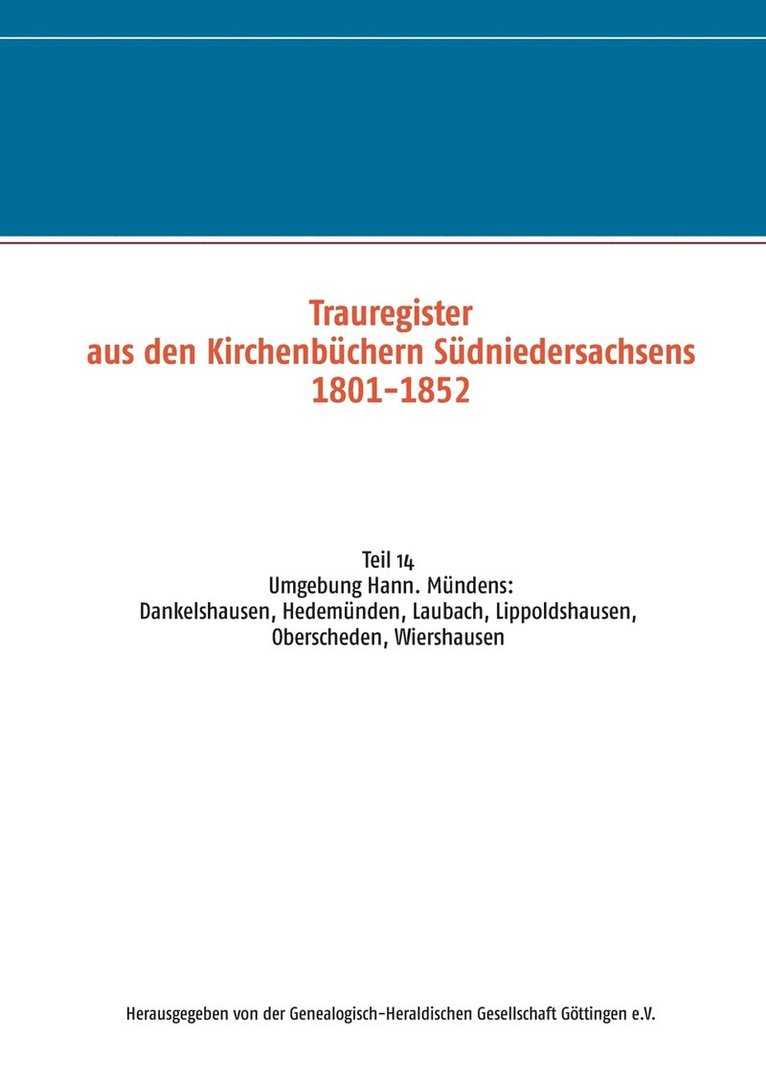 Trauregister aus den Kirchenbchern Sdniedersachsens 1801-1852 1