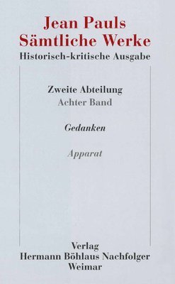 bokomslag Jean Pauls Sämtliche Werke. Historisch-kritische Ausgabe