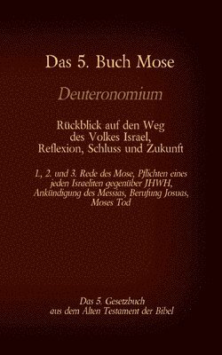 bokomslag 5. Buch Mose, Deuteronomium, das 5. Gesetzbuch aus dem Alten Testament, Rückblick auf den Weg des Volkes Israel, Reflexion, Schluss und Zukunft