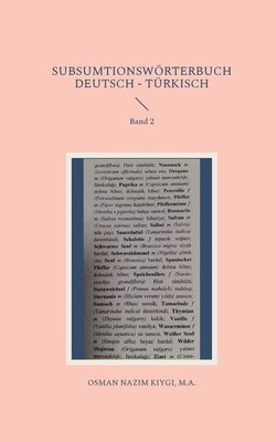 bokomslag Subsumtionswörterbuch Deutsch - Türkisch