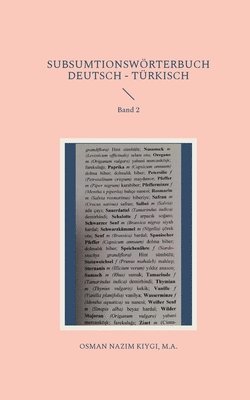 Subsumtionswrterbuch Deutsch - Trkisch 1