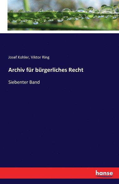 bokomslag Archiv fr brgerliches Recht