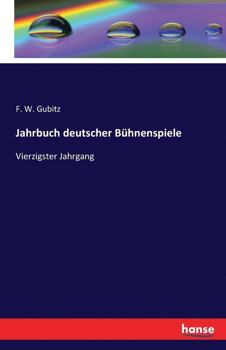 Jahrbuch deutscher Buhnenspiele 1