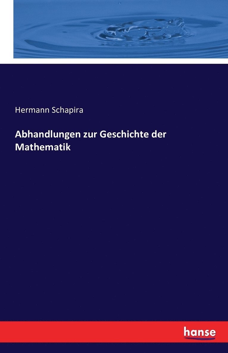 Abhandlungen zur Geschichte der Mathematik 1