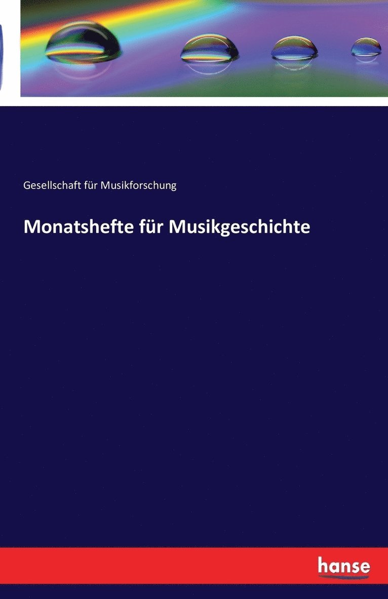 Monatshefte fur Musikgeschichte 1