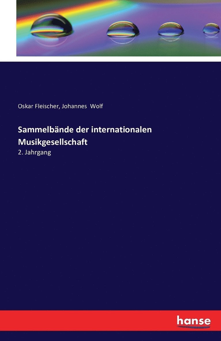 Sammelbnde der internationalen Musikgesellschaft 1