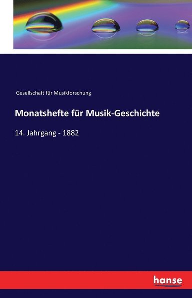 bokomslag Monatshefte fr Musik-Geschichte