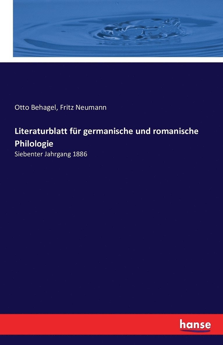 Literaturblatt fr germanische und romanische Philologie 1