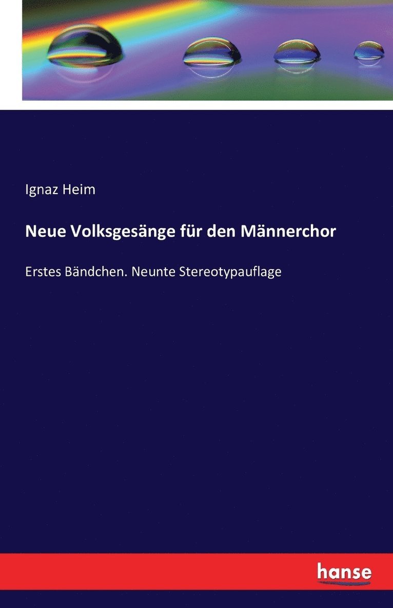 Neue Volksgesange fur den Mannerchor 1