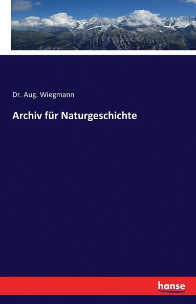 bokomslag Archiv für Naturgeschichte