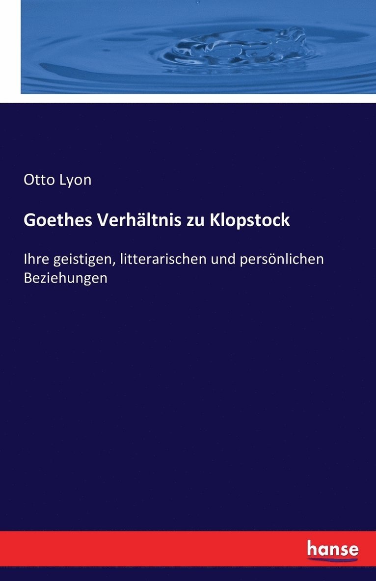 Goethes Verhltnis zu Klopstock 1