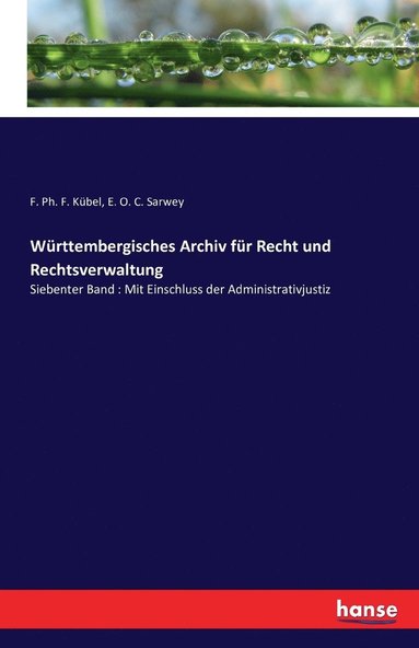 bokomslag Württembergisches Archiv für Recht und Rechtsverwaltung