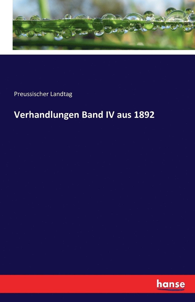 Verhandlungen Band IV aus 1892 1