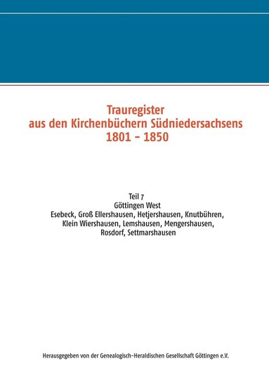 bokomslag Trauregister aus den Kirchenbüchern Südniedersachsens 1801 - 1850